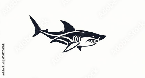 Vector illustration of a great white shark swimming in the marine ocean water, featuring a cartoon wildlife art design isolated on white for aquatic nature and sea animal icons
