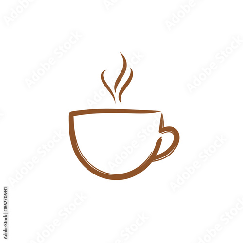Stylized Coffee Cup Illustration with Rising Steam.