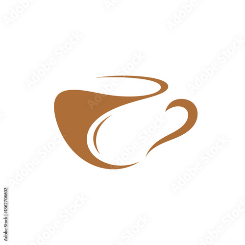 Stylized Coffee Cup Logo Design with Brown Accents.