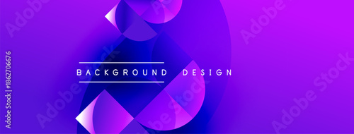 Abstract purple design features overlapping circles, gradients. Text reads background design centered within composition. Modern, vibrant aesthetic.