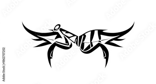 Black and white scorpion tattoo vector illustration featuring a tribal animal silhouette design with a wild tail and head icon isolated on white for a nature symbol logo pattern