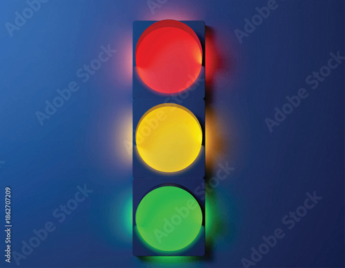 Traffic Light Showing Red Yellow and Green Lights.