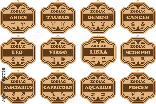 12 Design Zodiac Keychain , Zodiac SIgn 