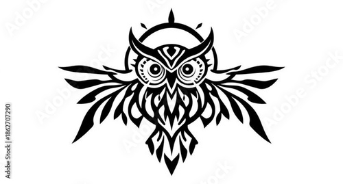 Vintage tribal tattoo design set featuring black and white vector illustrations of eagle wings and skull symbols for heraldic art decoration