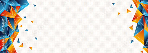 White abstract background with colorful polygon elements and modern clean technology layout