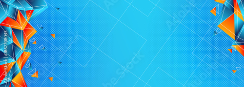 Blue polygon abstract background with futuristic geometric shapes and digital technology style