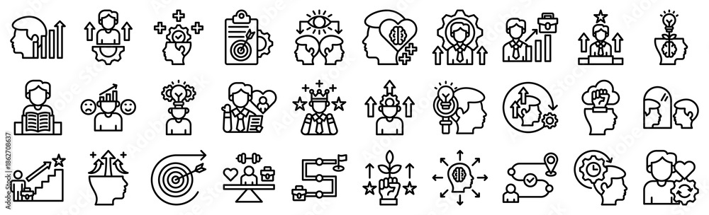 Fototapeta premium Personal Growth line icons collection set. vector illustration 