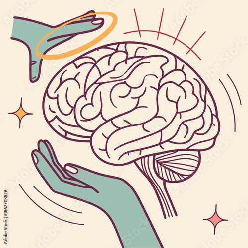 Brain Health and Cognitive Care Medical Concept Illustration