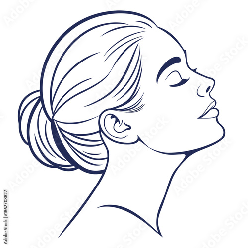 Calm Breathing Meditation Face Minimalist Line Art