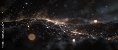 Wallpaper Mural Dark space background distant star cosmic dust galaxy abstract light glowing particle night sky fantasy bokeh energy field mysterious cosmic energy field with abstract dust loop night vdo light Torontodigital.ca