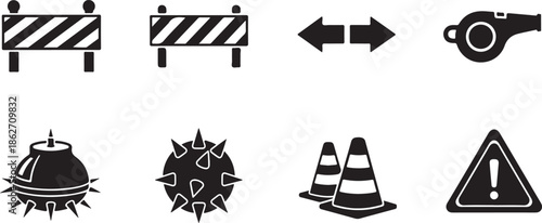 Essential safety, warning, and danger icons collection for various caution scenarios