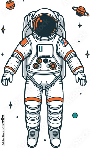 Cosmic Astronaut Floating in Deep Space – Isolated Transparent Vector Artwork
