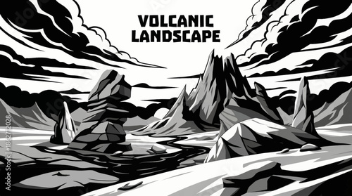 rugged volcanic landscape features dark lava rock textures and raw terrain, delivering dramatic contrast and geological interest popular in educational and adventure visuals