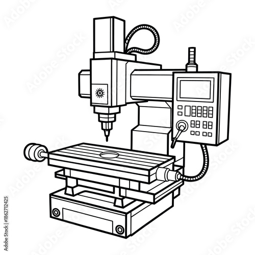 CNC milling machine depicts advanced manufacturing processes.
