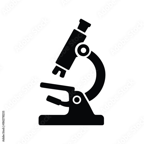 Microscope Icon, Laboratory Research Equipment Vector