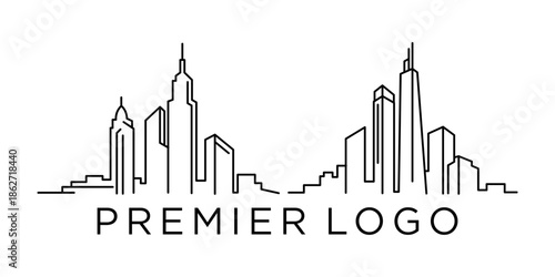 premier logo design. building line art logo design inspiration.