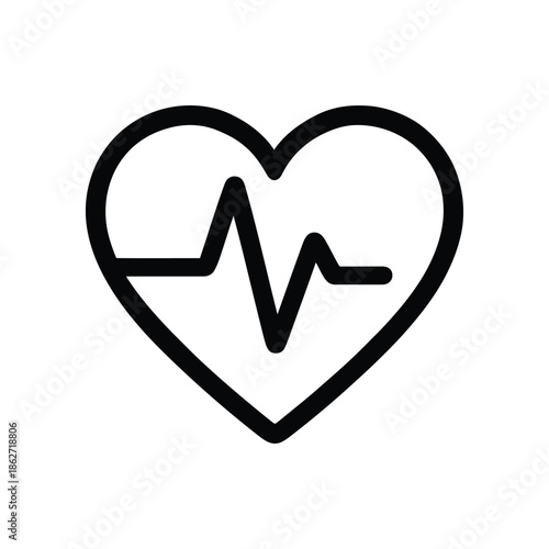 Heart Beat Line Icon, Medical Pulse Symbol Vector