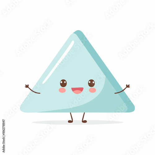 Friendly blue triangle character with joyful expression