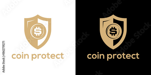 money shield icon dual meaning for financial protection and security. logo security for coin base logo inspiration.