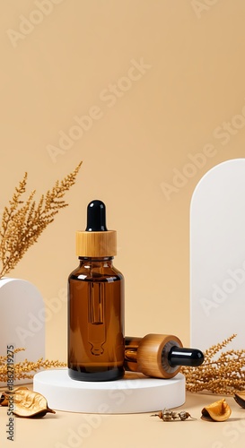 Amber Elixir: Natural Beauty, Minimalist Still Life