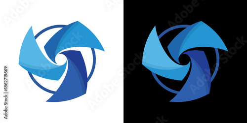 square with rotation blade fan 3D logo design vector