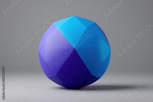 Geometric sphere artwork with vibrant blue and purple color scheme