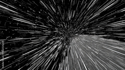 Abstract illustration of speed and movement through a dark starry space