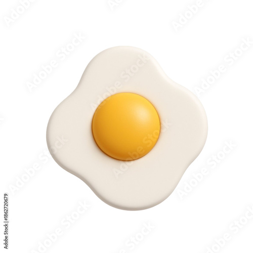 3d fried egg sunny side up icon isolated on white