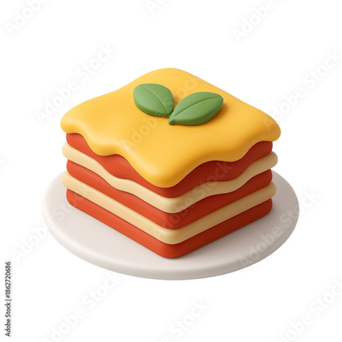 3d layered dessert cake with green leaf garnish icon