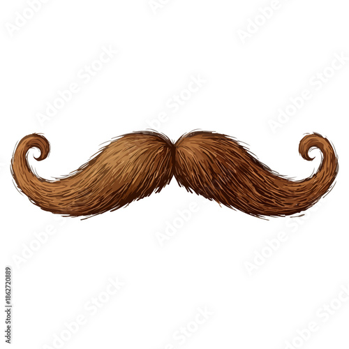 fake curly mustache, costume, april fool's day, festival, vector, transparent background, accessory, furry, icon, shape