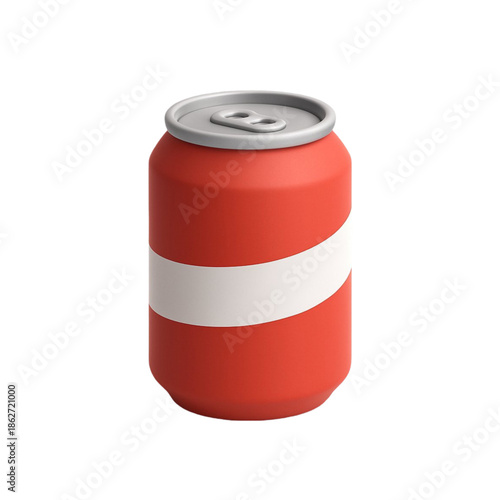 3d red and white striped soda can icon isolated