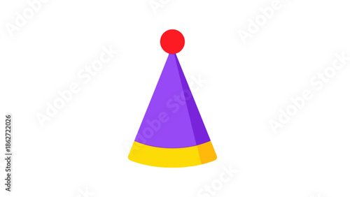 Colorful party hat with vibrant rainbow colors for celebration and festive occasions