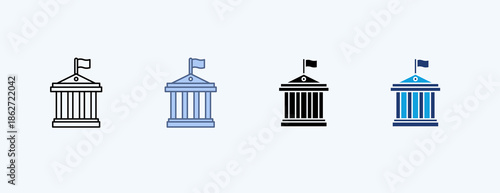 Institution Multiple Icon Illustration Vector