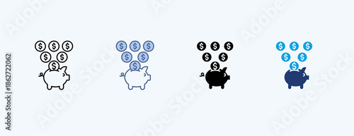 Money Saving Multiple Icon Illustration Vector