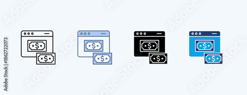 Online Money Multiple Icon Illustration Vector