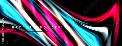Abstract fluid shapes, vibrant colors, glossy texture. Modern background design with flowing lines, dynamic composition.