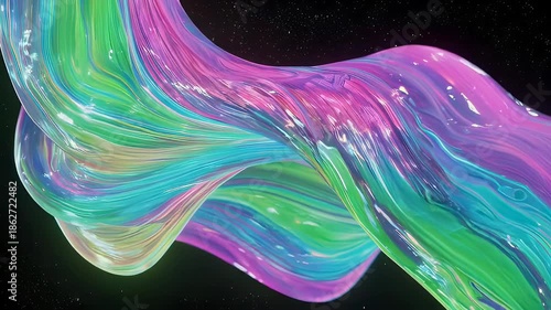 Vibrant Liquid Motion Against Black Background.