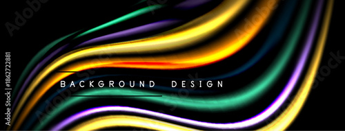Abstract colorful waves, dynamic flowing lines. Bright gradients create modern background design. Smooth curves, vibrant hues.