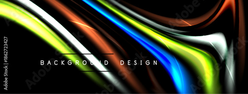 Abstract flowing lines, vibrant colors, dynamic curves. Modern design element suitable for backgrounds, presentations. Smooth gradients create visual interest.