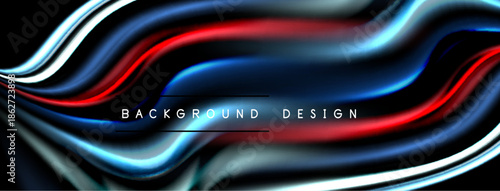 Abstract flowing shapes, vibrant colors, dark background. Modern design element, smooth gradients, dynamic composition.