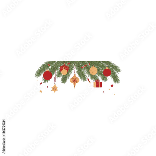 christmas tree decorations on white