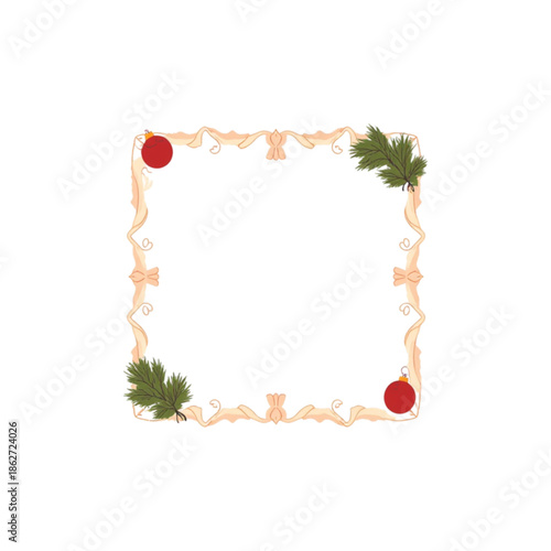 christmas frame with holly and berries