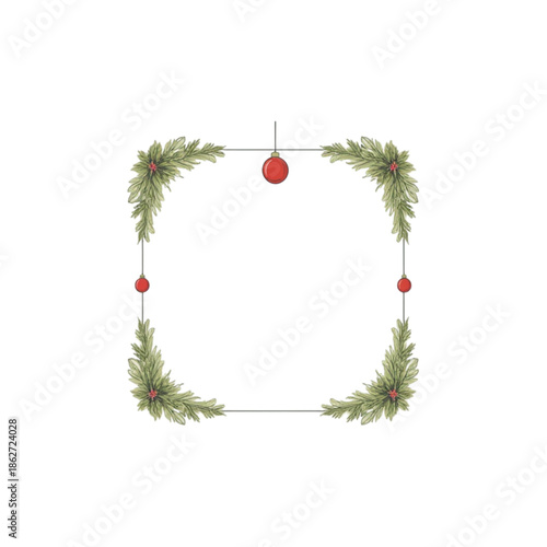 christmas wreath on white background