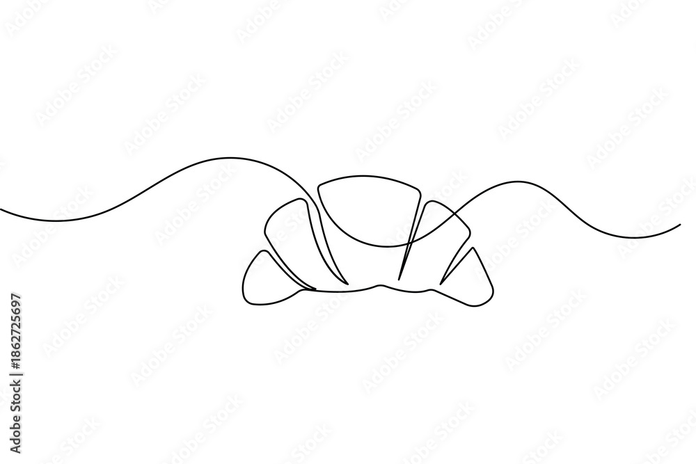 Obraz premium Croissant food icon continuous one line drawing and minimalist style isolate outline vector illustration