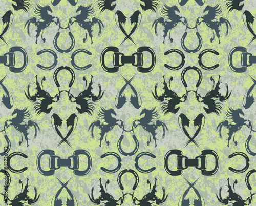 馬　ホースシュー　馬蹄　ビット　幸運 　草原