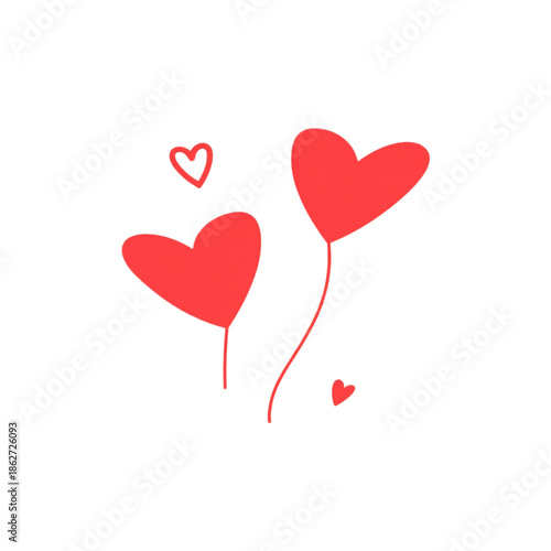 two hearts with red ribbon