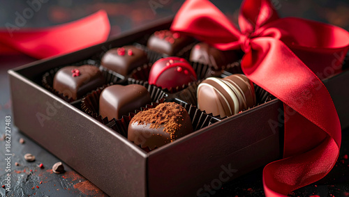Gourmet Chocolates in Gift Box for Valentine Day Romance