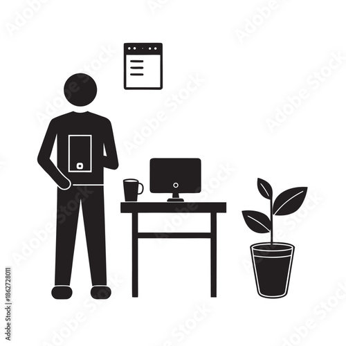 Remote Worker Coffee Break Silhouette