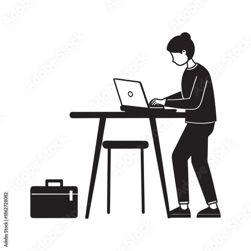 Standing Desk Work From Home Silhouette