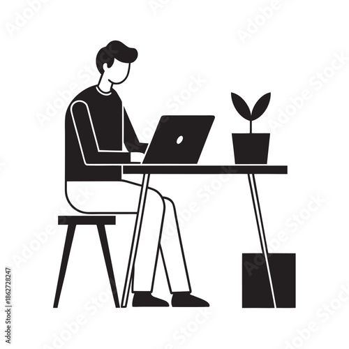 Work From Home Laptop Desk Silhouette